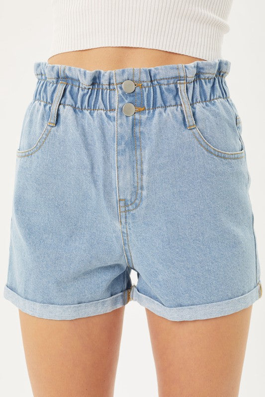 Love Tree Double Buttoned Waistband Denim Shorts | us.meeeshop