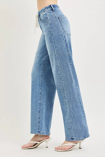 risen relaxed fit Risen Relaxed Fit Drawstring Waist Jeans view 4 (bottom) - shop at us.meeeshop