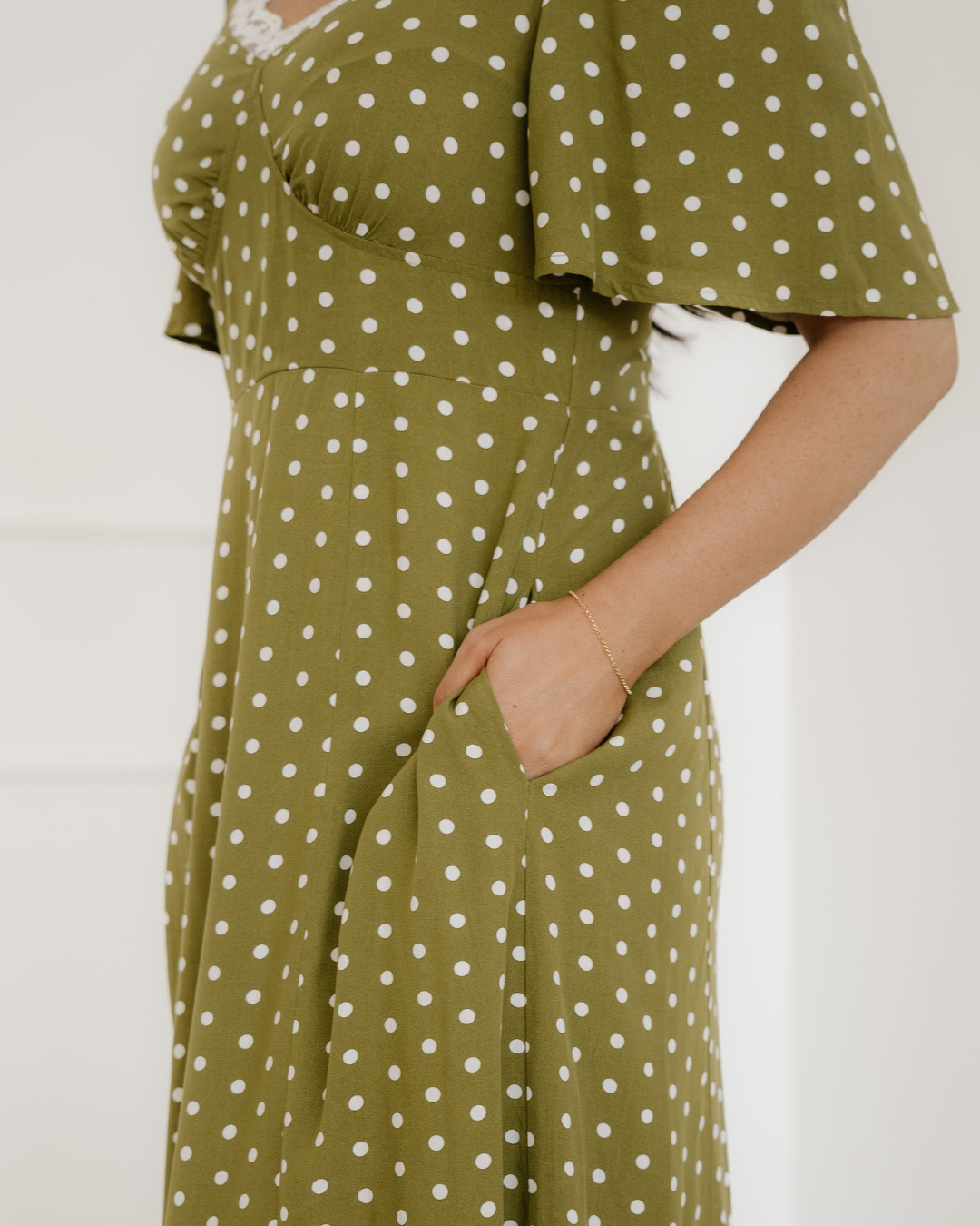 maleah polka dot Maleah Polka Dot Print Lacy Neckline Smocked High Waist Maxi Dress view 8 (dress) - shop at us.meeeshop