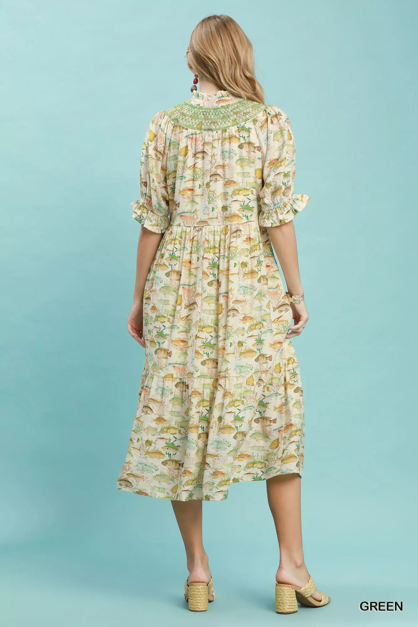 umgee print tiered Umgee Print Tiered Midi Dress view 3 (dress) - shop at us.meeeshop