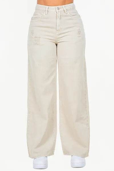 American Bazi High Waist Distressed Wide Leg Jeans - us.meeeshop