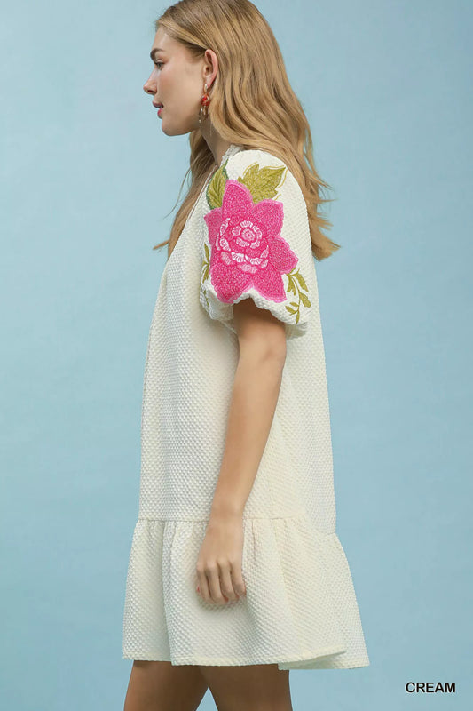 umgee floral embroidered Umgee Floral Embroidered Textured Jacquard Dress view 2 (dress) - shop at us.meeeshop