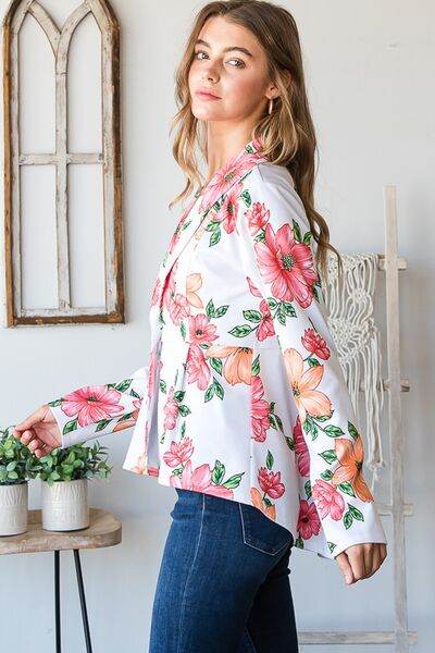 Heimish Full Size Multi Color Floral Blazers with Tunic Plus Size - us.meeeshop