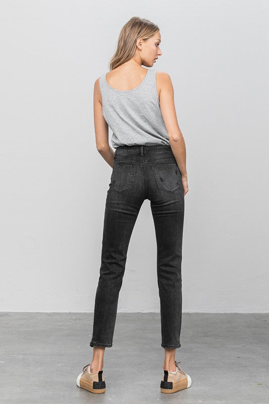 Mid Rise Distressed Straight Jeans us.meeeshop -  Pants