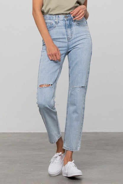 High Waist Ripped Tapered Jeans | Denim Lab USA | us.meeeshop