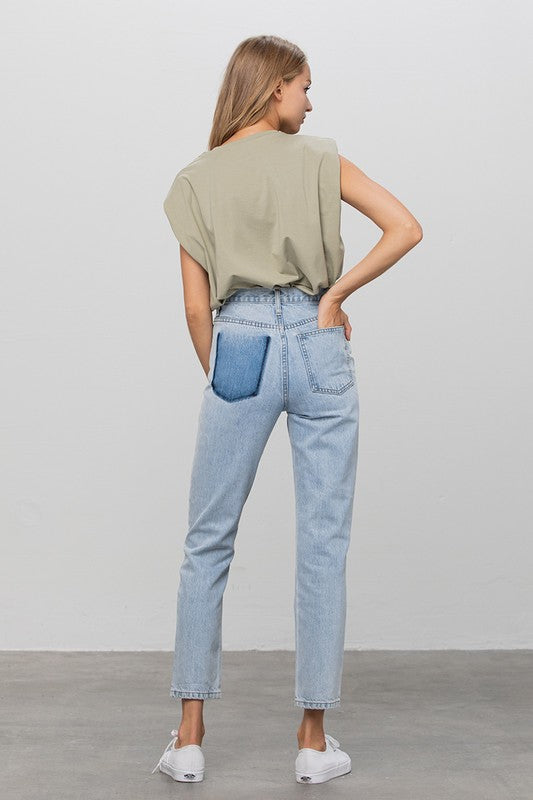 High Waist Ripped Tapered Jeans | view 7 | Denim Lab USA | us.meeeshop