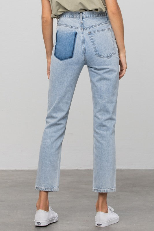 High Waist Ripped Tapered Jeans | view 3 | Denim Lab USA | us.meeeshop