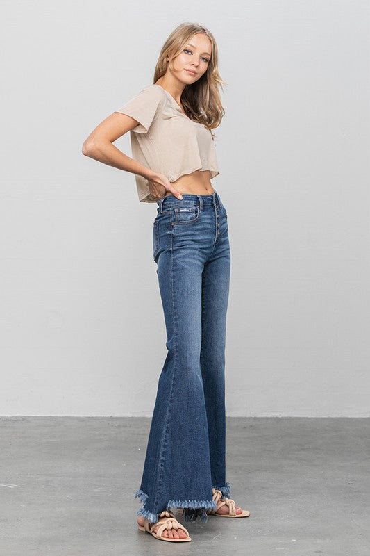 Button Fly Fray Hem Flare Jeans | view 7 | Denim Lab USA | us.meeeshop