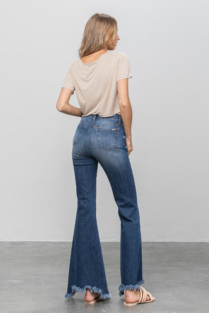 Button Fly Fray Hem Flare Jeans | view 9 | Denim Lab USA | us.meeeshop