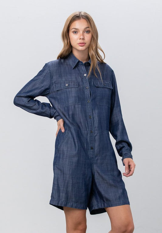 Tencel Short Jumpsuit us.meeeshop -  Jumpsuits & Rompers