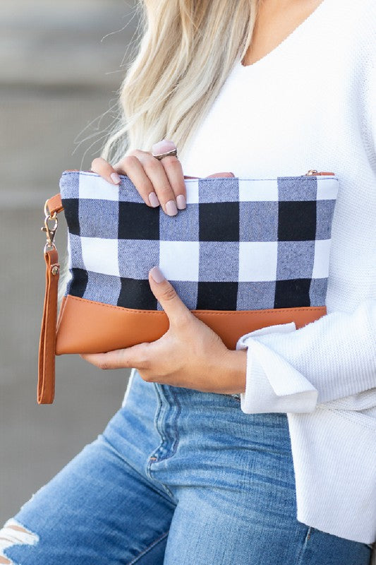 buffalo plaid clutch Buffalo Plaid Clutch White/Black Plaid (piece) - shop at us.meeeshop