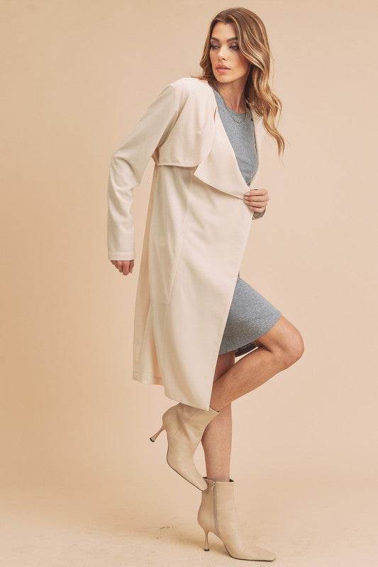 Aemi + Co Open Front Long Sleeve Longline Coat - us.meeeshop