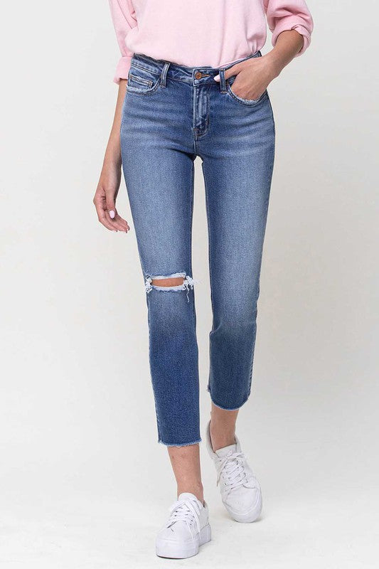 VERVET Mid-Rise Straight Crop Jeans | us.meeeshop