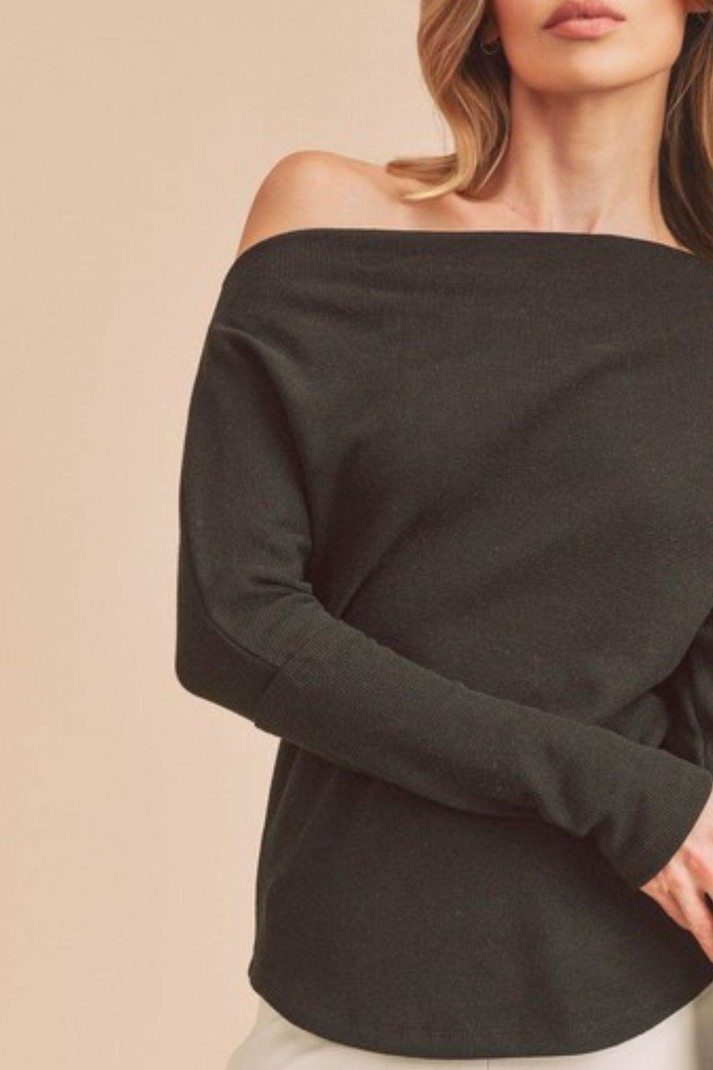 Aemi + Co One Shoulder Long Sleeve Knit Top - us.meeeshop