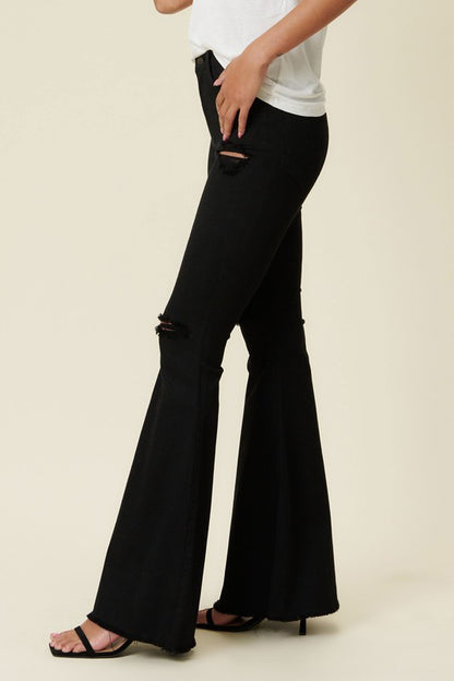 Vibrant MIU High Rise Flare Jeans in Black | us.meeeshop