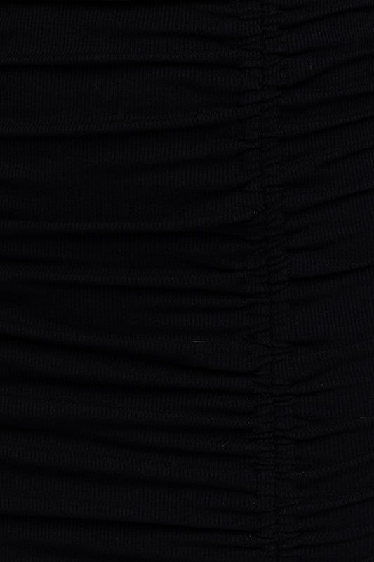 LE LIS Round Neck Short Sleeve Shirring Mini Dress | us.meeeshop