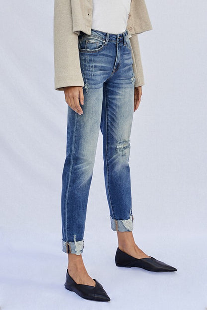 Raw Hem Boyfriend Jeans us.meeeshop -  Pants