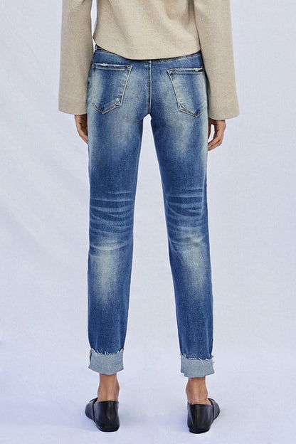 Raw Hem Boyfriend Jeans us.meeeshop -  Pants