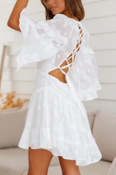 Chiffon Ruffle Mini Dress | us.meeeshop