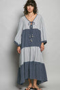 POL Tiered Boho Two-tone Maxi Dress