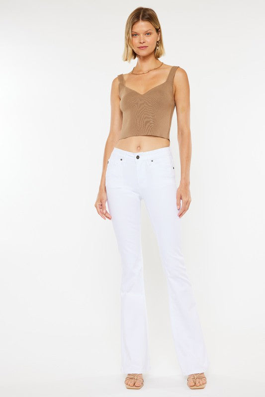 KanCan Mid Rise White Flare Jeans | us.meeeshop