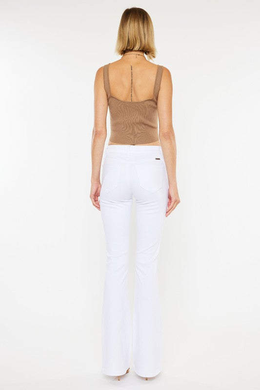 KanCan Mid Rise White Flare Jeans | us.meeeshop