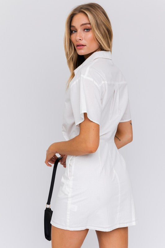 LE LIS Half Sleeve Shirt Mini Dress | us.meeeshop