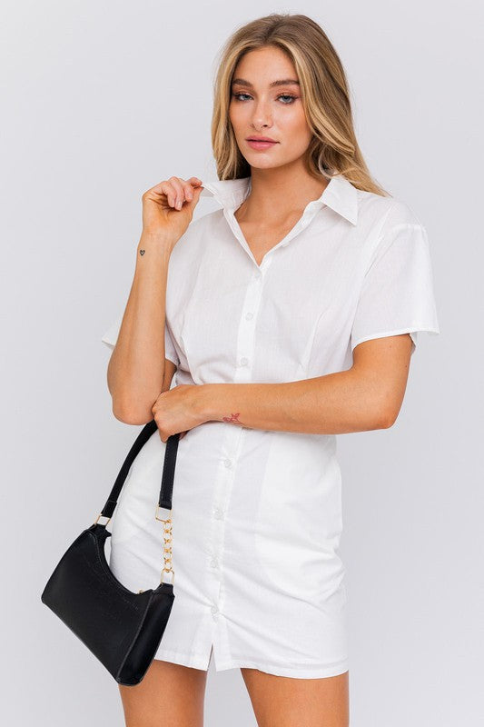 LE LIS Half Sleeve Shirt Mini Dress | us.meeeshop