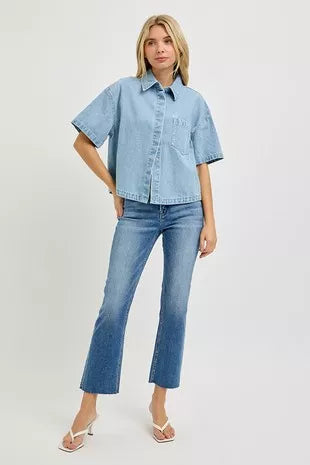 risen oversized half Risen Oversized Half Sleeve Cropped Shirts view 6 (top) - shop at us.meeeshop