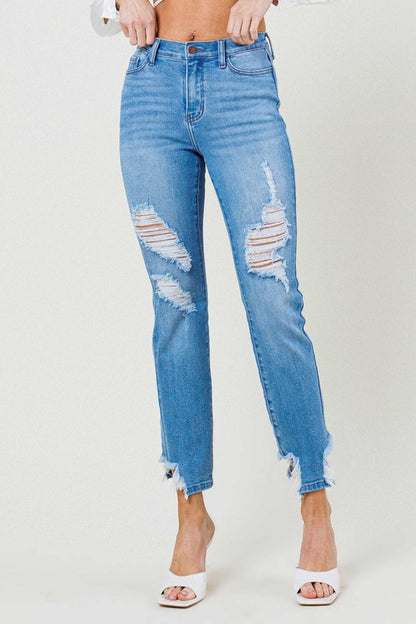 Vibrant MIU Mid Rise Straight Leg Jeans | us.meeeshop