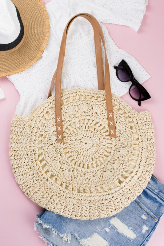 Straw Circle Tote us.meeeshop -  Handbags