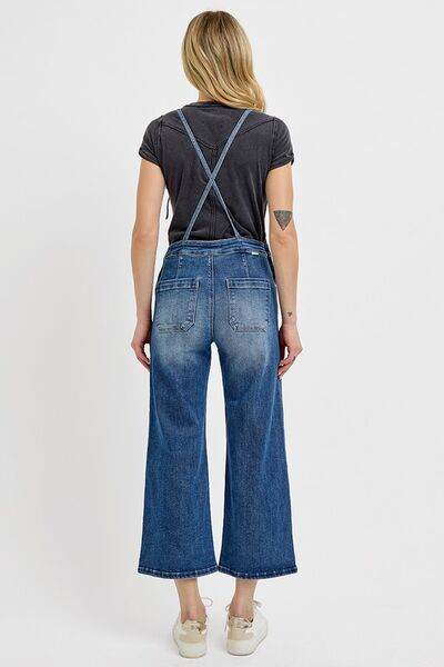 RISEN Knotted Strap Denim Overalls with Pockets Plus Size - us.meeeshop