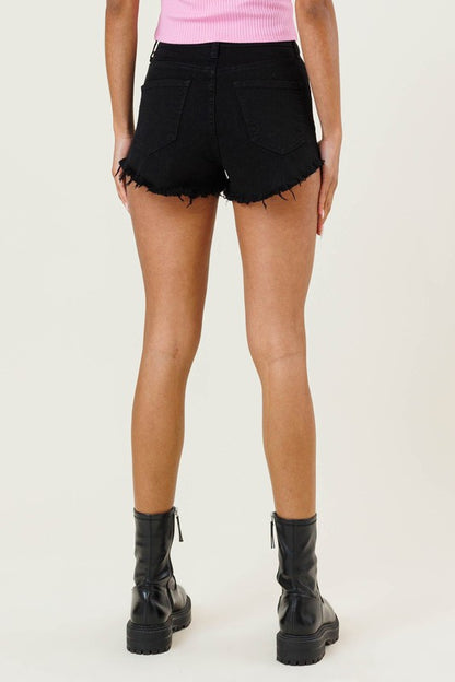 Vibrant MiU Black Denim Shorts | us.meeeshop