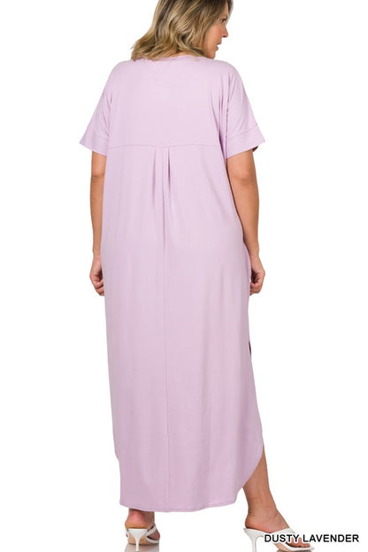 ZENANA Plus Brushed DTY Short Sleeve Maxi Dress | us.meeeshop