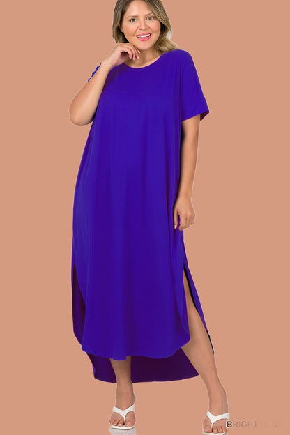 ZENANA Plus Brushed DTY Short Sleeve Maxi Dress | us.meeeshop