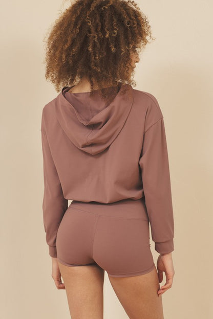 Cropped Hoodie Brushed Nylon | view 2 | Alamae Apparel | us.meeeshop
