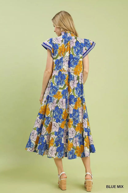 umgee mix bold Umgee Mix Bold Floral Tiered Midi Dress view 3 (dress) - shop at us.meeeshop