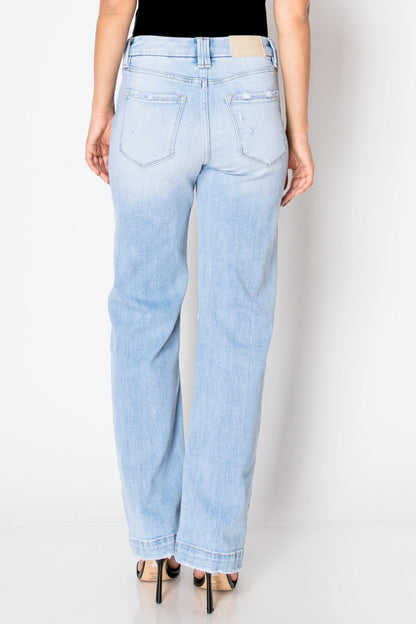 tummy control high Tummy Control High Rise Relaxed Straight Leg Jean view 4 (bottom) - shop at us.meeeshop