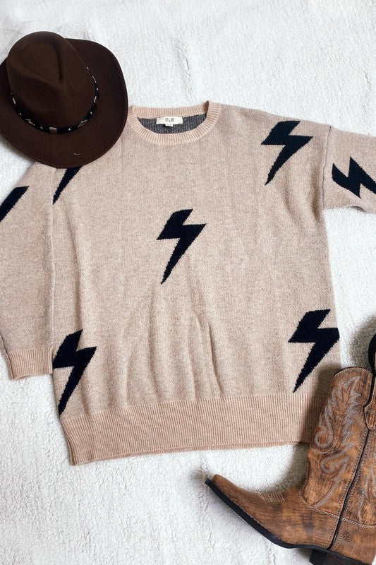 Bolt Long Sleeve Crew Neck Sweater | view 4 | Jade by Jane | us.meeeshop