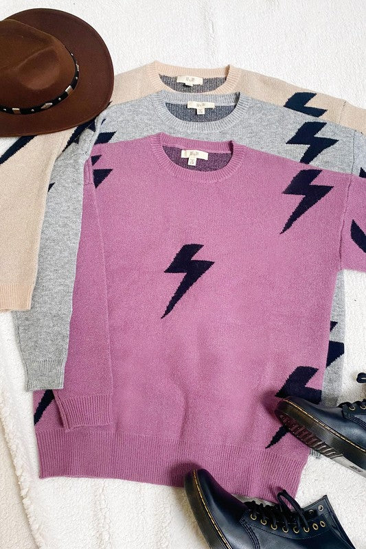 Bolt Long Sleeve Crew Neck Sweater | view 7 | Jade by Jane | us.meeeshop