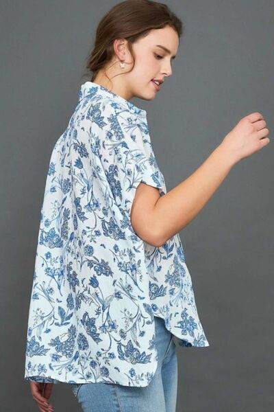 Umgee | Two Tone Floral Print Top Plus Size - us.meeeshop