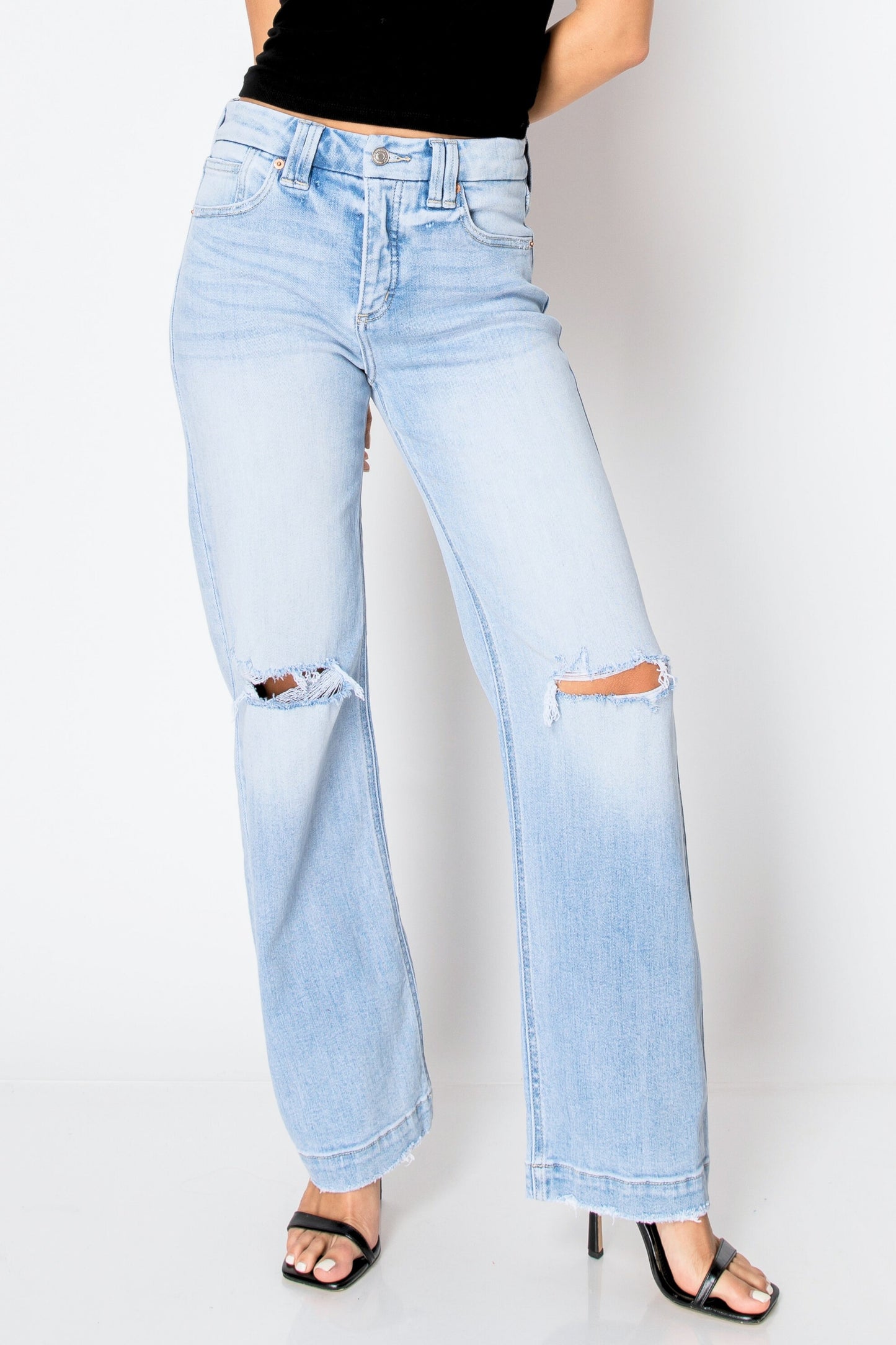 tummy control high Tummy Control High Rise Relaxed Straight Leg Jean view 2 (bottom) - shop at us.meeeshop