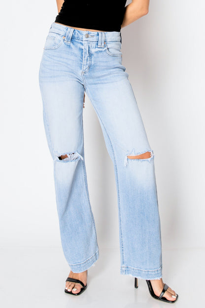tummy control high Tummy Control High Rise Relaxed Straight Leg Jean view 2 (bottom) - shop at us.meeeshop