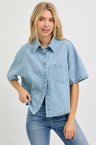 risen oversized half Risen Oversized Half Sleeve Cropped Shirts view 2 (top) - shop at us.meeeshop