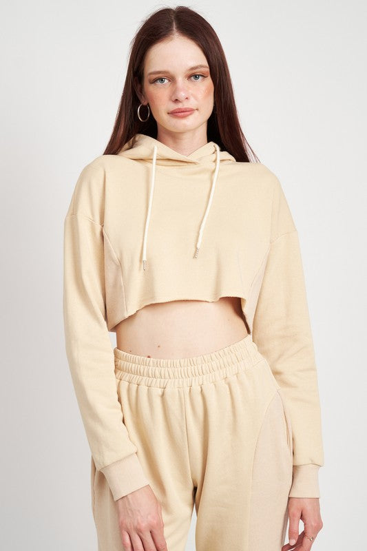 cropped hoodie with Cropped Hoodie with Drawstrings NATURAL (layer) - shop at us.meeeshop