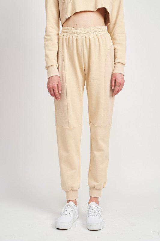 rib contrast jogger Rib Contrast Jogger Pants NATURAL (bottom) - shop at us.meeeshop