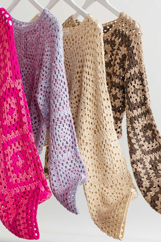 LE LIS Long Sleeve Crochet Top | us.meeeshop