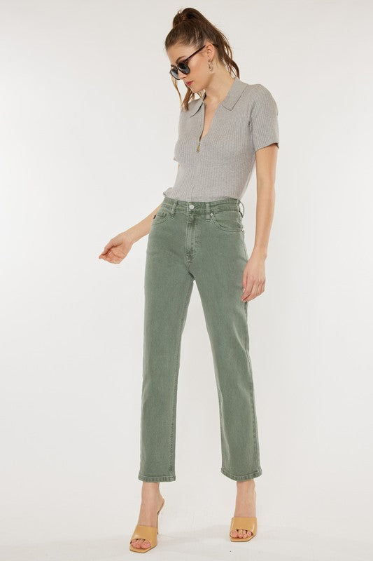 KanCan Ultra High Rise 90's Olive Straight Jeans | us.meeeshop