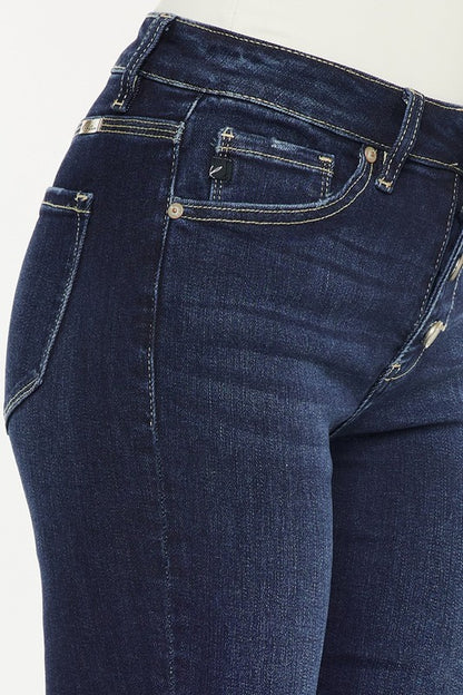 Kancan High Rise Button Down Cuffed Bermuda Jeans | us.meeeshop