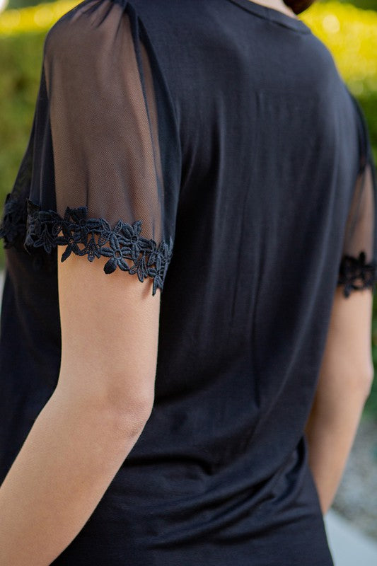 Mesh Flutter Sleeve Knit Jersey Top | us.meeeshop